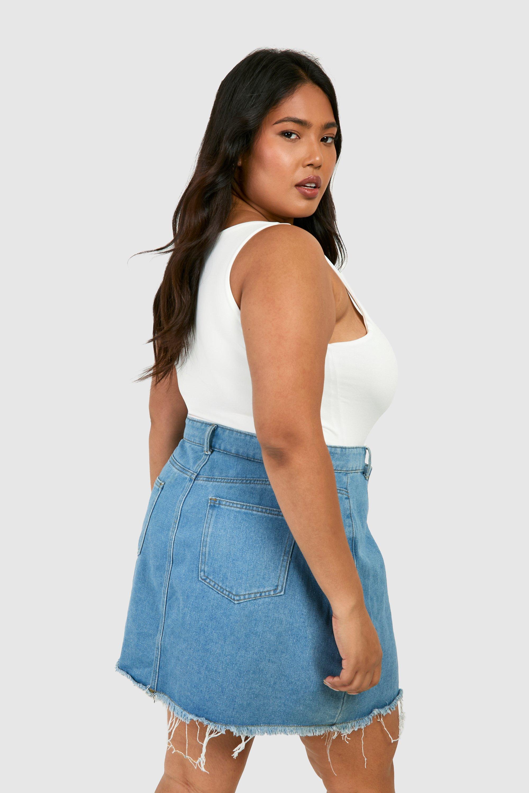 Plus Denim Wrap Skirt